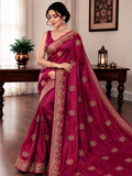 Women's Kanjivaram Soft Banarasi Silk Saree With Blouse Piece