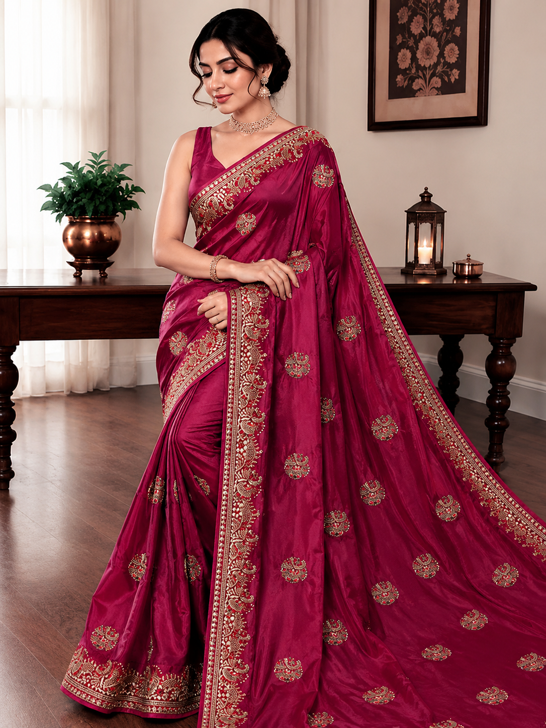 Women's Kanjivaram Soft Banarasi Silk Saree With Blouse Piece