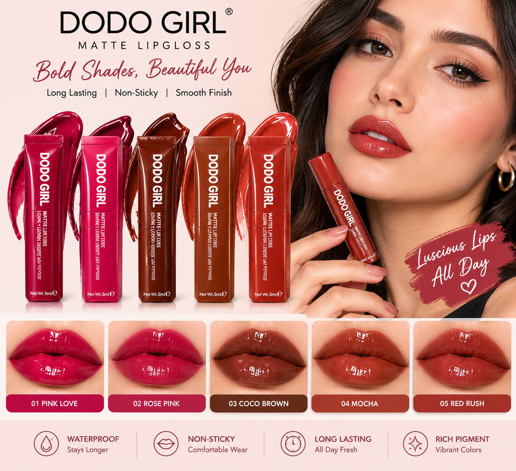 DODO GIRL Lip Gloss Pack of 3 | Moisturizing Shiny Lip Gloss Set | Long Lasting Hydratingl Lips.