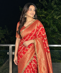 Banarasi Organza Silk Saree for Women with Latest Trending Ghungroo Embellishment, Designer Lace Border, Traditional Ethnic Pattern, Beautiful Party Wear Collection, Wedding Guest Outfit, Festive Celebration and Traditional Occasion Saree