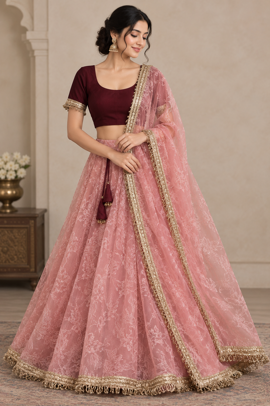 Beautiful Shining Nylon Net Saree