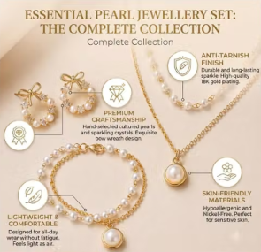 Jewellery set for Womens and Girl, Esthetic, Stylish, & Fancy Korean Necklace, Earrings & bracelet