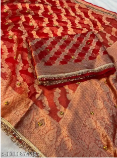 Banarasi Organza Silk Saree for Women with Latest Trending Ghungroo Embellishment, Designer Lace Border, Traditional Ethnic Pattern, Beautiful Party Wear Collection, Wedding Guest Outfit, Festive Celebration and Traditional Occasion Saree