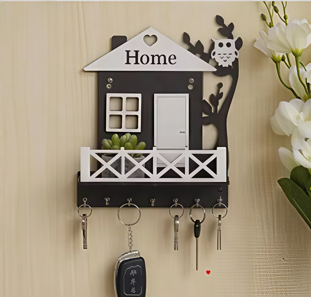 HOME Keychain Holder ( Matte Black and White) Premium Quality