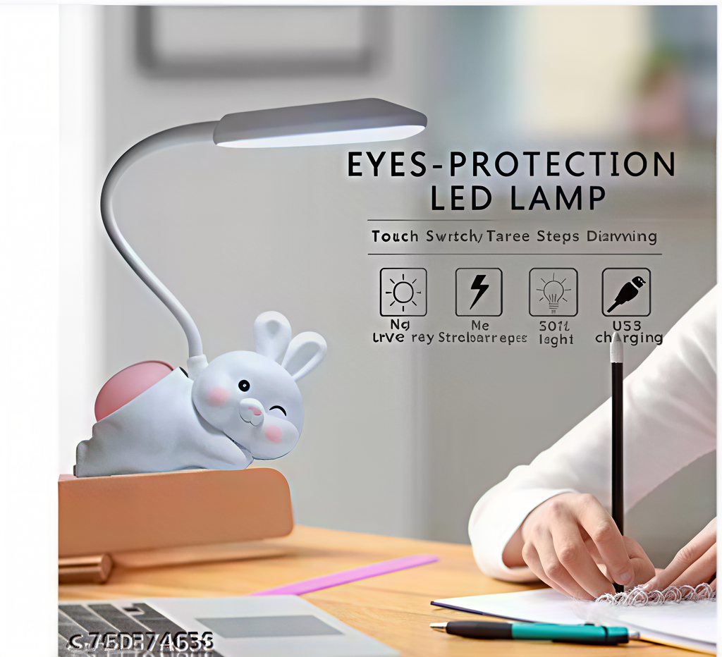 GEETA TRADERS Cute Bunny LED Rabbit Study Lamp with Night Light on Butt - Perfect for Kids!