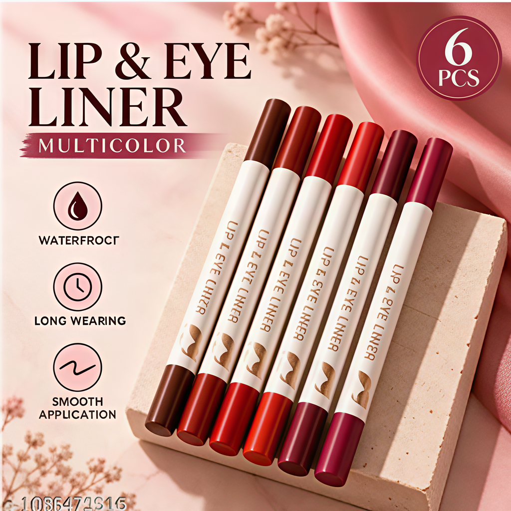 6 Pcs Multicolor Lipliner & Eyeliner Set