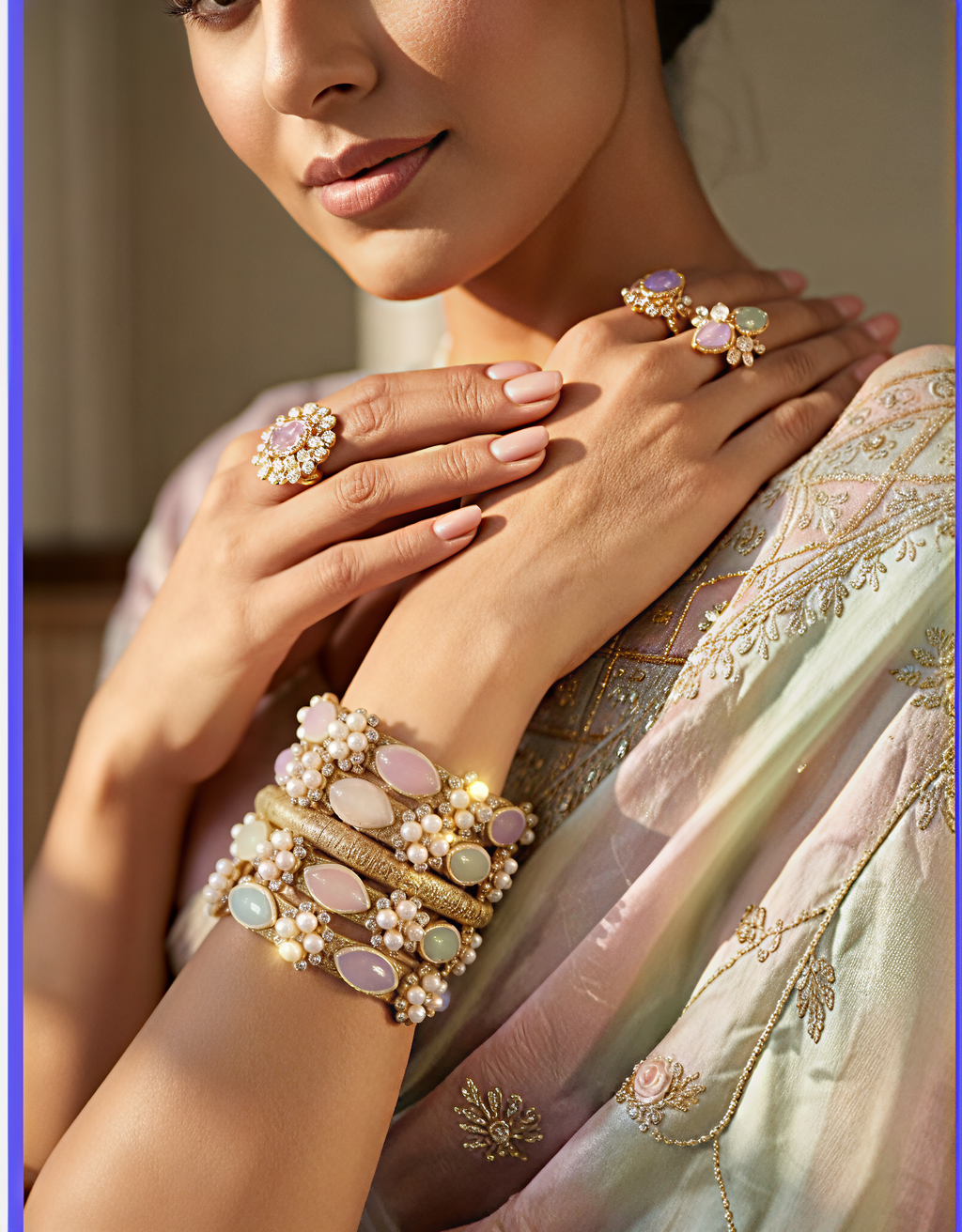 Premium Designer Pearl Stone Bangles Set for Women | Fancy Gold Plated Kada | Bridal, Wedding, Party Wear | Latest Stylish Chudi
