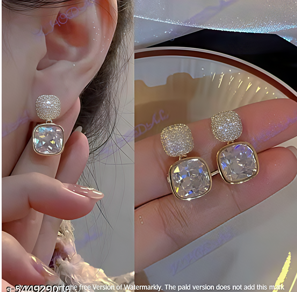Korean New Fashion Square Duo Korean Earrings For Women Korean Design Earring
