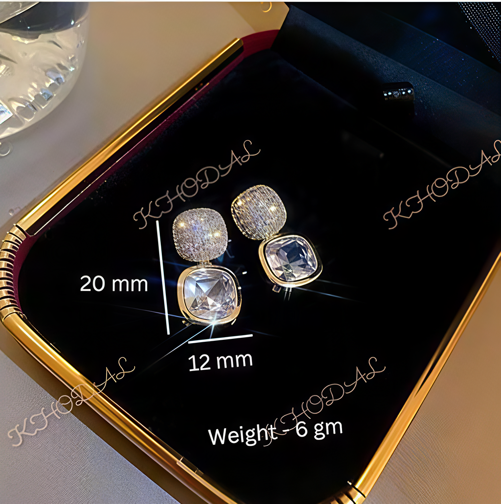 Korean New Fashion Square Duo Korean Earrings For Women Korean Design Earring