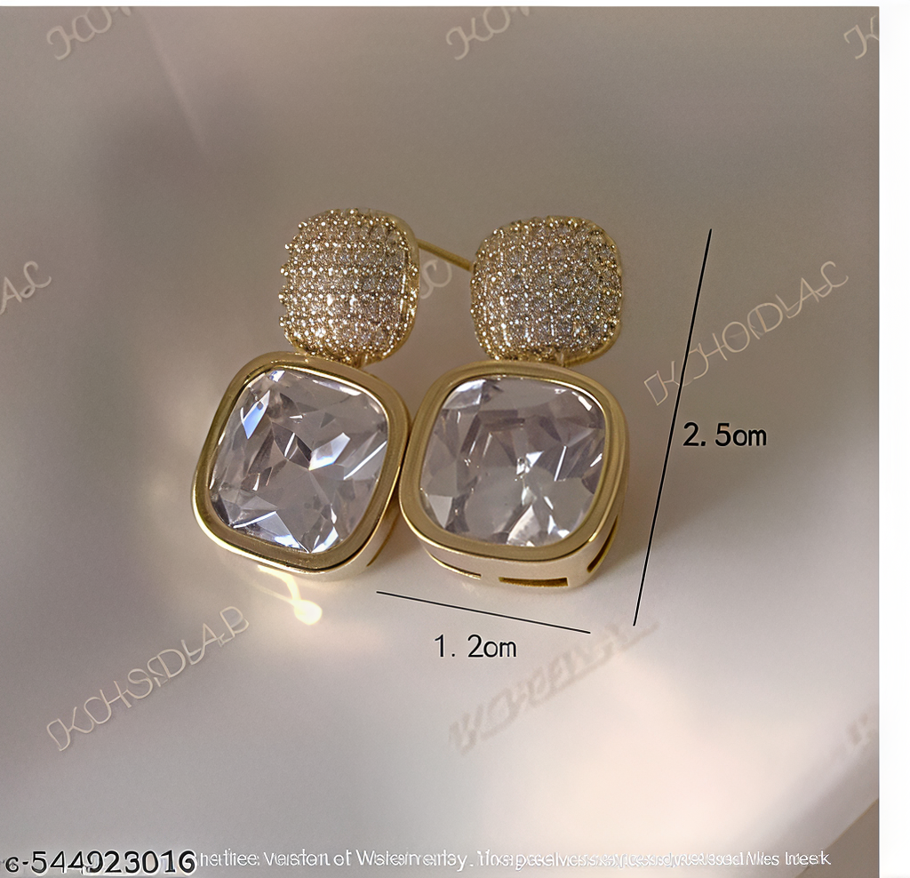 Korean New Fashion Square Duo Korean Earrings For Women Korean Design Earring