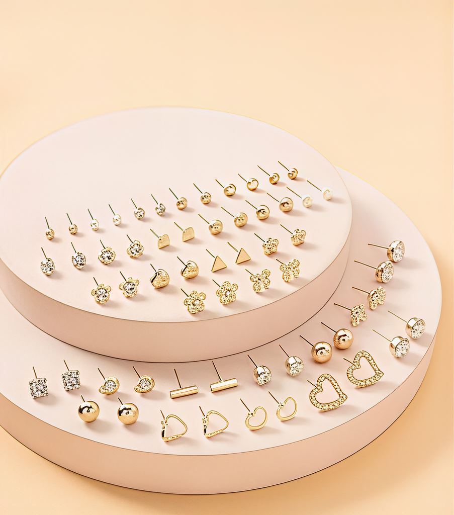 RARE 1 Jewellery For Women Girls Gold Plated Multicolor Pearl & AD Studs Combo of 30 Quirky Pairs