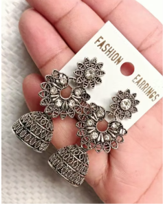Combo of 4 Pair New Latest Design Drop & Dangles Hoop Jhumki Oxidised Silver Earrings for women/girls
