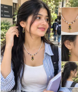 Pearl Necklace Choker Set for Women | Pearl Set Jewellery | Pearl Jewellery Set | Indian Wedding Jewellery | South Indian Maharashtrian Traditional Jewellery | High Quality Set for Women Girls