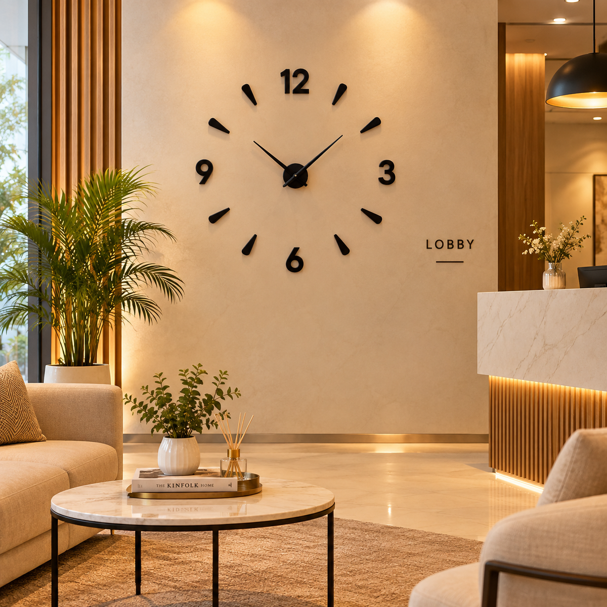 Modern Lobby Wall Clock  3D DIY Wall Sticker for Office