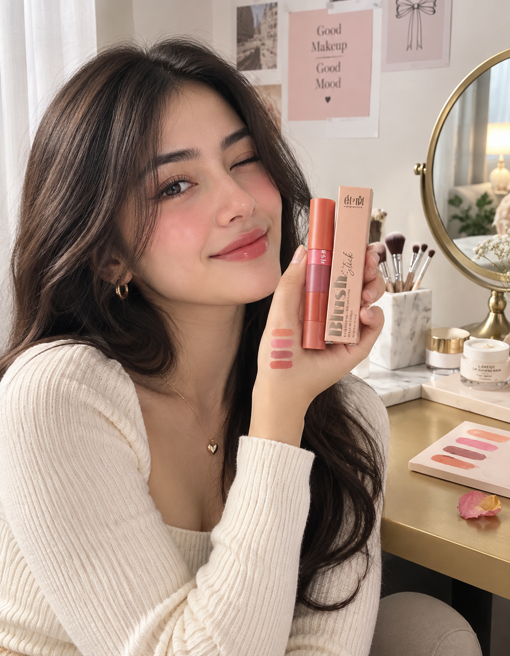 M&M MULTI-SHADE STICK BLUSH – CREAMY MATTE FINISH (5 TRENDING SHADES IN 1)